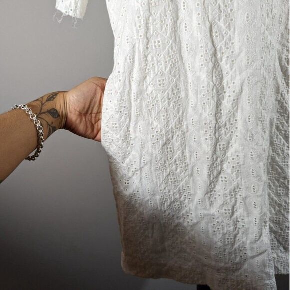 Current/Elliot Womens White the Eyelet T-Shirt Short Sleeve Dress Sz M (6/8) - Picture 4 of 8